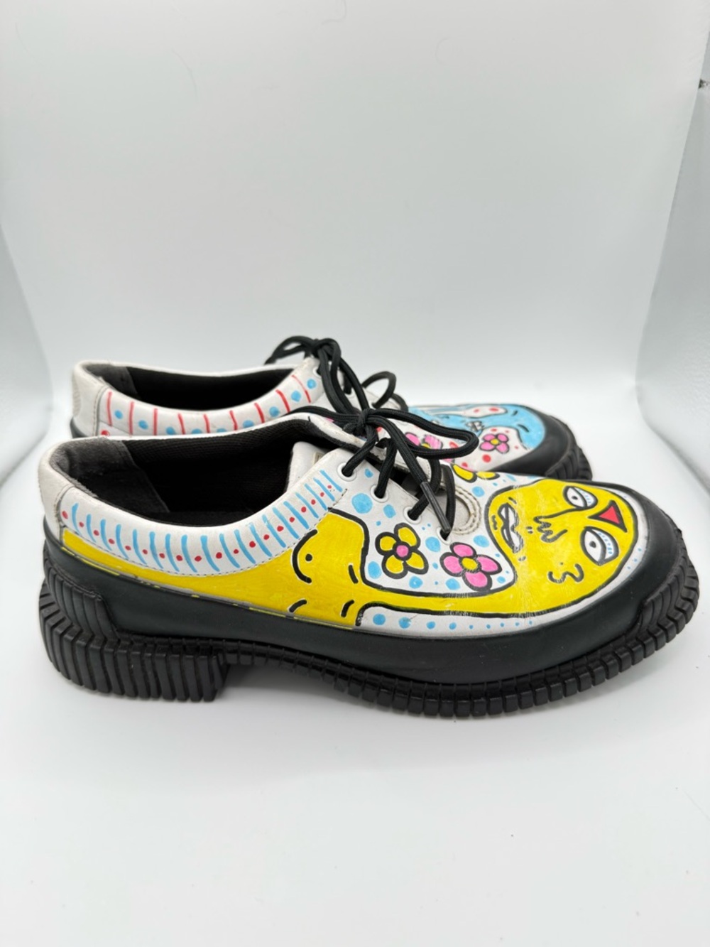 Camper Pix Formal Custom Graffiti Shoes Size EU 37/ US Women’s 7 Painted Aliens - Picture 2 of 11